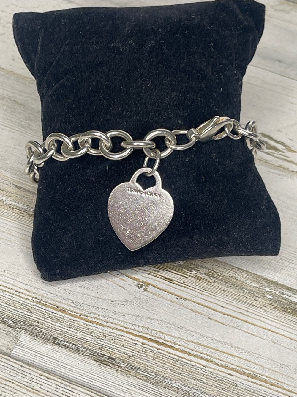 Tiffany & Co. Sterling Silver 925 Heart Tag Charm Link Bracelet 8.5” - Picture 3 of 7